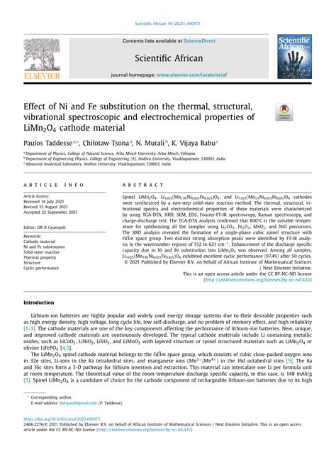 Pdf Effect Of Ni And Fe Substitution On The Thermal Structural