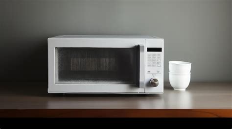 Premium Photo Microwave Oven On Table Isolated On A Grey Background