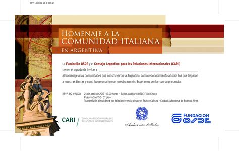 Fondazione Famiglia Calabrese Del Nordeste Invitaci N Homenaje A La