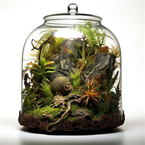 Premium AI Image | Beautiful terrarium in a glass jar on a white background