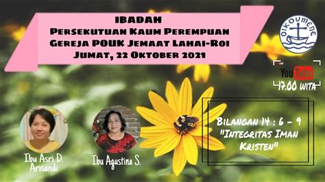 Ibadah Pkpr Jumat Oktober Gereja Pouk Jemaat Lahai Roi Youtube