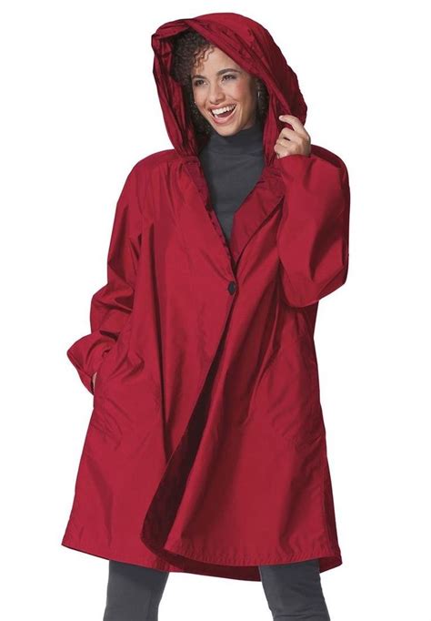 Stylish Plus Size Hooded Rain Coat Look Slimmer And Feel Great