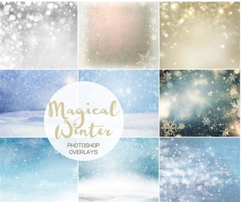 Snowflake Snow Magical Winter Photoshop Overlays 27 Snow Overlays