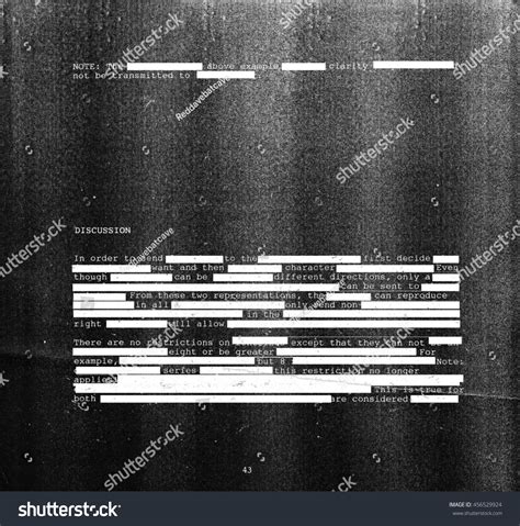 White Redacted Text On Dark Photocopy Stock Illustration 456529924