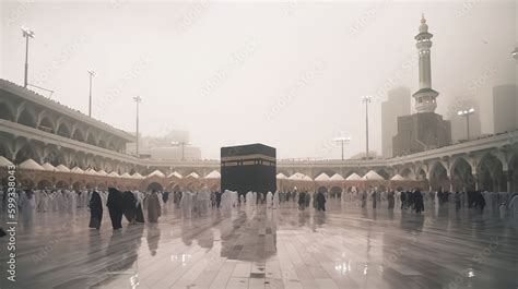 Landscape Of The Kaaba In Mecca Generative Ai Stock Illustration