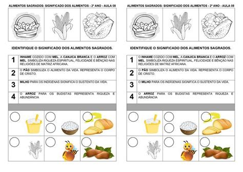 ALIMENTOS SAGRADOS SIGNIFICADO DOS ALIMENTOS 2º ANO AULA 08