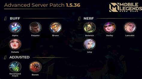 Mobile Legends Bang Bang Advanced Server Patch Notes Hero