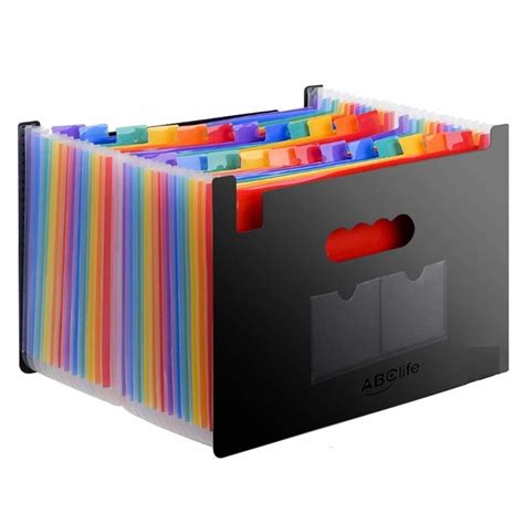 Expanding File Folder ABC Life 24 Pockets Portable Rainbow A4 File