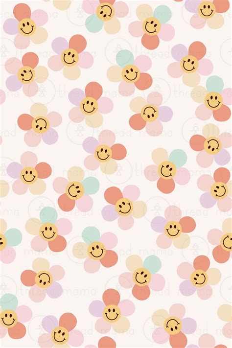 Smiley Face Daisy Collection Background Patterns Wallpaper Iphone