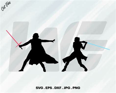 Strwars Svg Starwar Jedi Battle Rey Vs Kylo Ren Silhouette Etsy