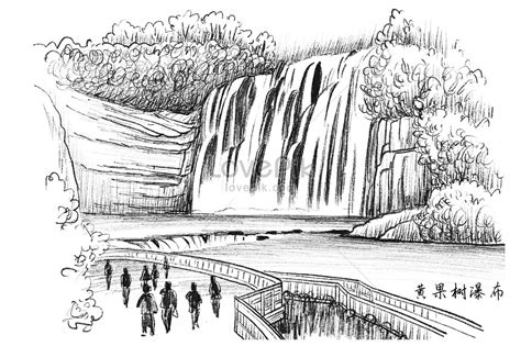 Sketsa Pemandangan Air Terjun