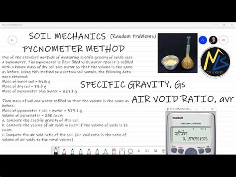 Problem Specific Gravity Of Soil Solids By Pycnometer Method Air Void