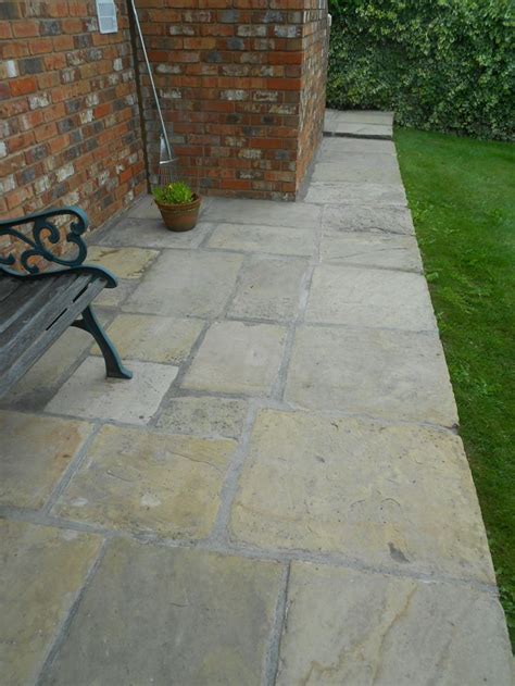 Yorkshire Stone Patio After Jet Wash And Pointing Patio Stones