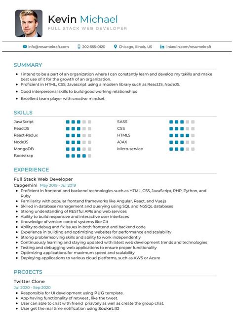 Full Stack Web Developer CV Example In 2024 ResumeKraft