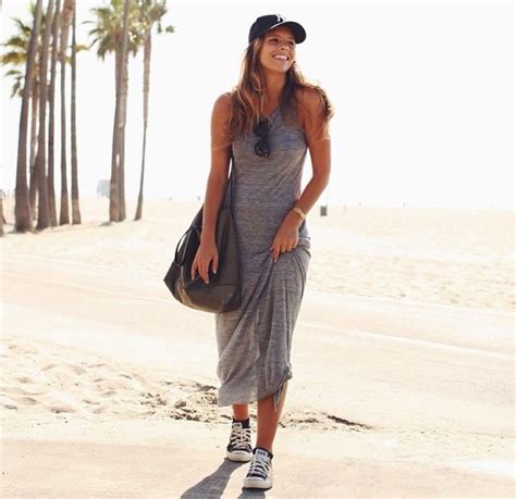 Beachy Babe Tash Oakley In Grey Dress And Cap
