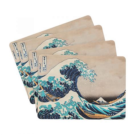 Set of 4 table mats JAPANESE ART Hokusai by Kokonote | Logigraf