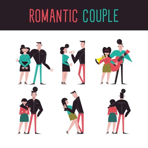 Premium Vector Romantic Couple Cartoons Group Design Relationship Love And Romance Theme