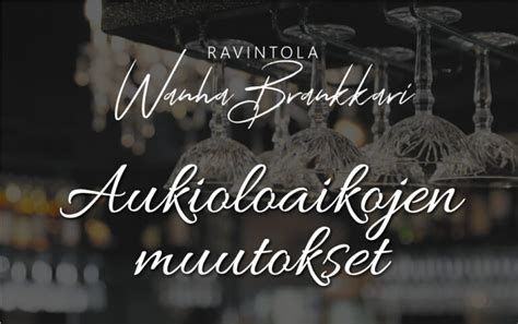 Aukioloaikojen Muutokset Ravintola Wanha Brankkari