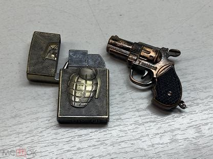 БЛО - ДВЕ КРАСИВЫЕ ЗАЖИГАЛКИ "ГРАНАТА" И "ПИСТОЛЕТ" - ОДНА НЕ РАБОЧАЯ ...