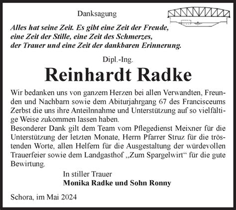 Traueranzeigen Von Reinhardt Radke Abschied Nehmen De