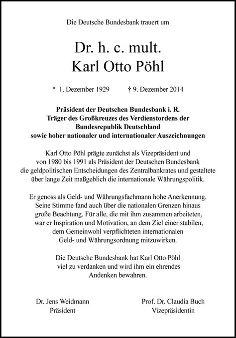 Traueranzeigen Von Karl Otto P Hl Sz Gedenken De