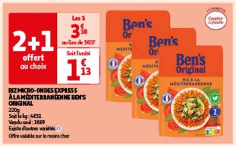 Promo Riz Micro Ondes Express La M Diterran Enne Ben S Original Chez