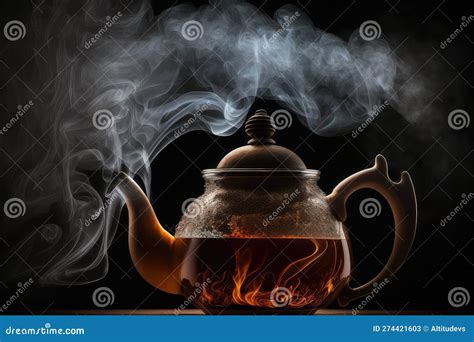 Teapot With Steaming Hot Tea Ready To Be Poured Into A Waiting Cup Stock Illustration