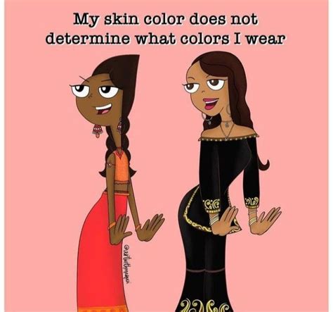 Two Women In Dresses Talking To Each Other With The Caption My Skin