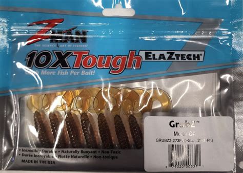 Zman Grubz Soft Plastic Lure 2 Motor Oil Mid Coast Fishing Bait