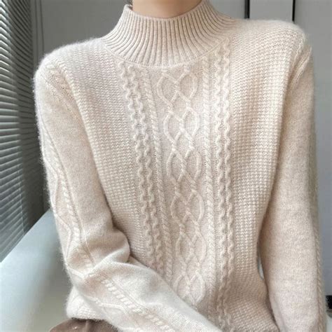 2023 Autumn Winter New Women Cashmere Sweater Fashion Casual Half High