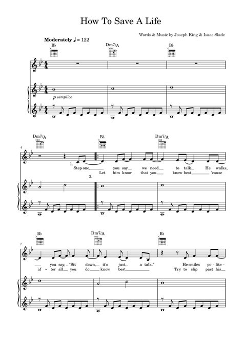 How To Save A Life Sheet Music For Piano Vocals By The Fray Official