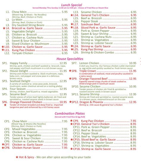 Menu At New Century Chinese Buffet Restaurant Monaca