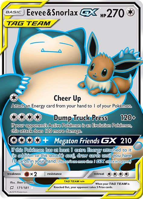 Eevee And Snorlax Gx Full Art Sm Team Up Pokemon