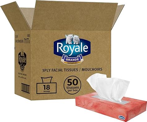 Royale 3 Ply Facial Tissues Bigger Stronger And Softer Sheets 18 Boxes 50 Tissues Per Box