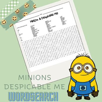 Minions Despicable Me Themed Word Search By Mccrady English Tpt