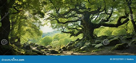 Ancient Oak Tree In Summer Forest Generated By Ai Stock Image Image