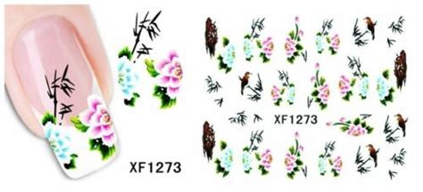 Nail Art Water Transfer Sticker Decal Stickers Pretty Flowers Pink Blue