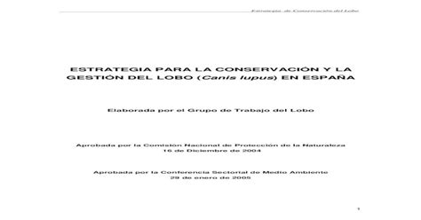 Estrategia Para La Conservaci N Y La Gesti N Del Lobo Can Pdf