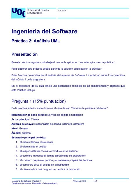 IS Pract 2 Solucion Ingeniería del Software Práctica 2 Análisis UML