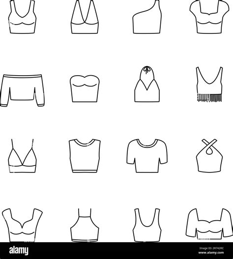 Set of icons of trendy crop tops, vector illustration Stock Vector ...