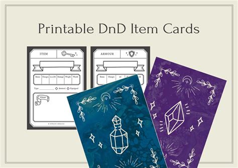 Dnd 5e Printable Fillable Custom Item Cards Rpg Digital Download