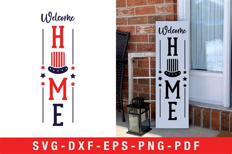 Welcome Home 4th of July Porch Sign SVG Gráfico por CraftlabSVG