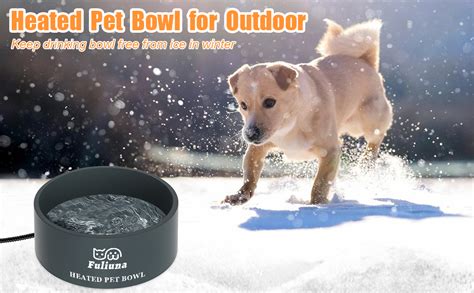 Fuliuna Large Heated Water Bowl Outdoor Heated Dog Bowl