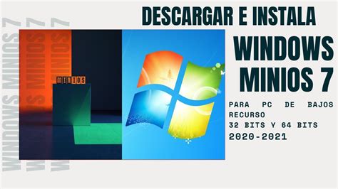 Como Instalar Windows 7 Minios Para Pc Bajos Recursos 2021 YouTube