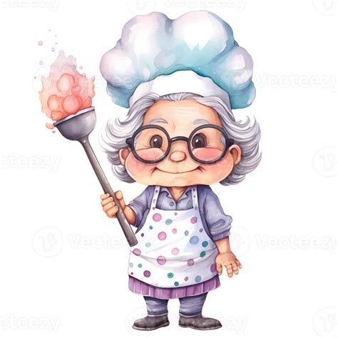 ai generiert süß Oma Koch Aquarell Clip Art Illustration 34899066 PNG