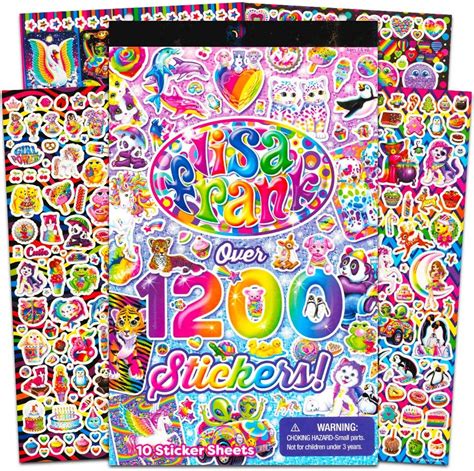 Lisa Frank 1200 Stickers Tablet Book 10 Pages Of Collectible Stickers Crafts