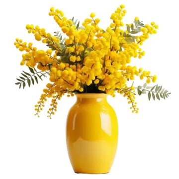 Un Mazzo Di Fiori Di Mimosa Gialli Si Trova In Un Vaso Di Vetro Con