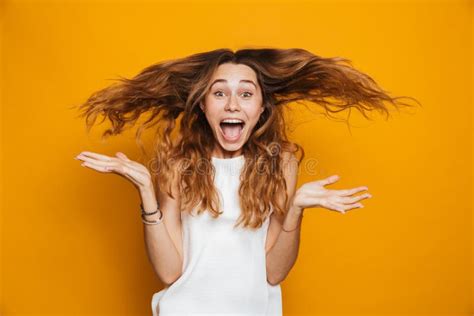 Portrait Of A Happy Young Girl Screaming Stock Image Image Of