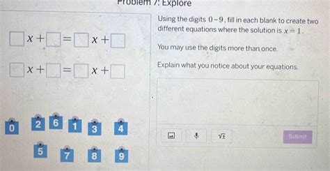 Solved Probl M Explore Using The Digits Fill In Each Blank