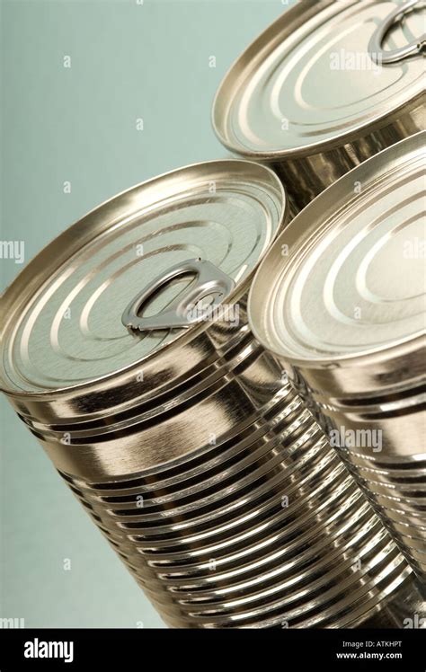 Close Up Of Ring Pull Food Tins Cans Stock Photo Alamy